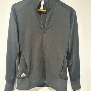 Adidas Women’s Full Zip Jacket Black Athletic Track Top Small Stretch Lightw